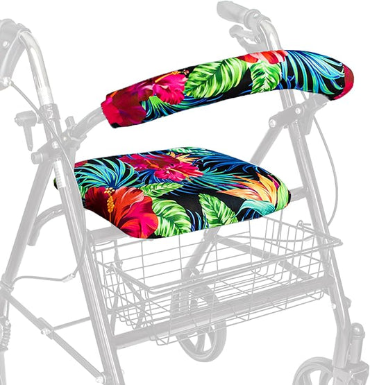 Top Glides Universal Rollator Walker Seat and Backrest Covers (Tropical)