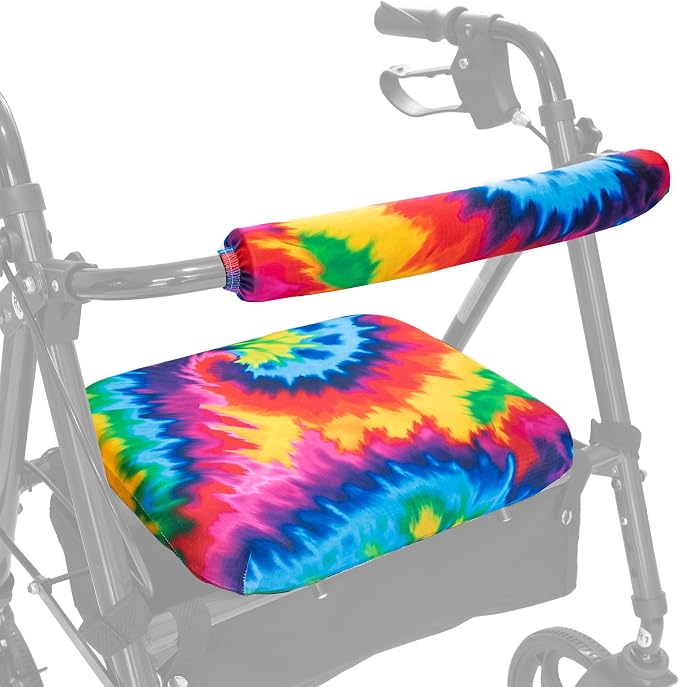Top Glides Universal Rollator Walker Seat and Backrest Covers (Tie-Dye)