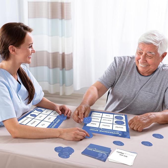 Keeping Busy Expressions Bingo Dementia Activities for Seniors | Alzheimer Products for Elderly Patients | Fun Memory Game Toy & Cognitive Brain Puzzle for Senior Citizens w/Memory Loss or Alzheimers