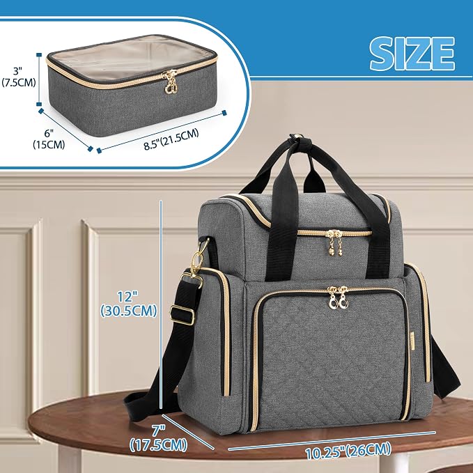 LUXJA Large Medicine Bag with 2 Removable Cases, Gray | Medicine Storage Bag with Multiple Pockets, Pill Bottle Organizer with Shoulder Strap, Trolley Sleeve for Travel or Home