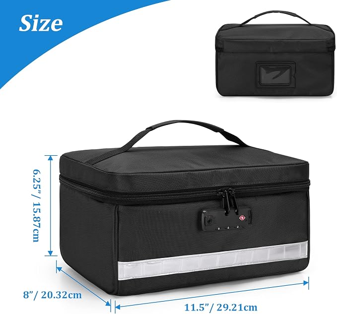 Damero Locking Pill Bottle Organizer with Inner Dividers, Black | Medicine Storage and Organizer Bag Combination Lock, Medicine Lock Bag for Medicine, Vitamins and Medical Supplies