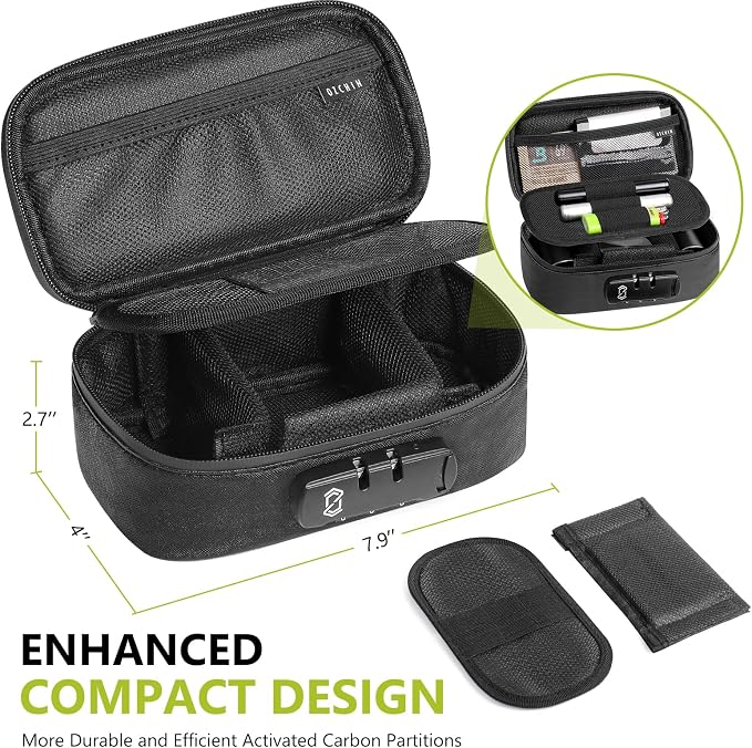 OZCHIN Smell Proof Bag with Combination Lock File Organizer Case Container Medicine Lock Box Odorless Storage Bag Great Gift for Friend (Black, S)