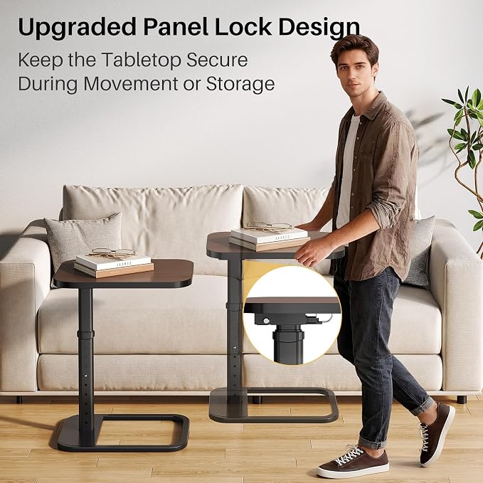 Adjustable Height TV Tray Table for Couch, Flip-Top Design | 19"-30" Height Range, 9-Position Lock System, Rounded Corners, Laptop Table, Snack Table, For Living Room & Bedroom