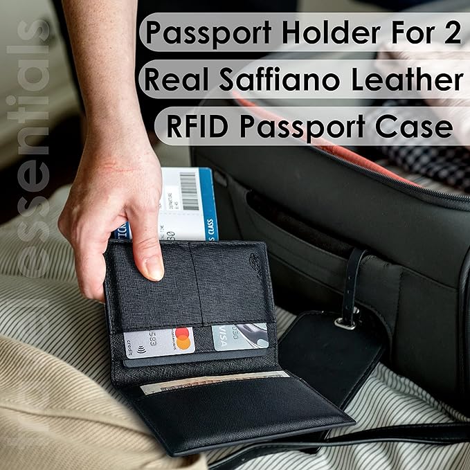2 Passport Holder - Travel Essentials, RFID Blocking Wallet Credit Card Organiser, Plain Accessories Slim Cover For Men & Women | Travel Essentials