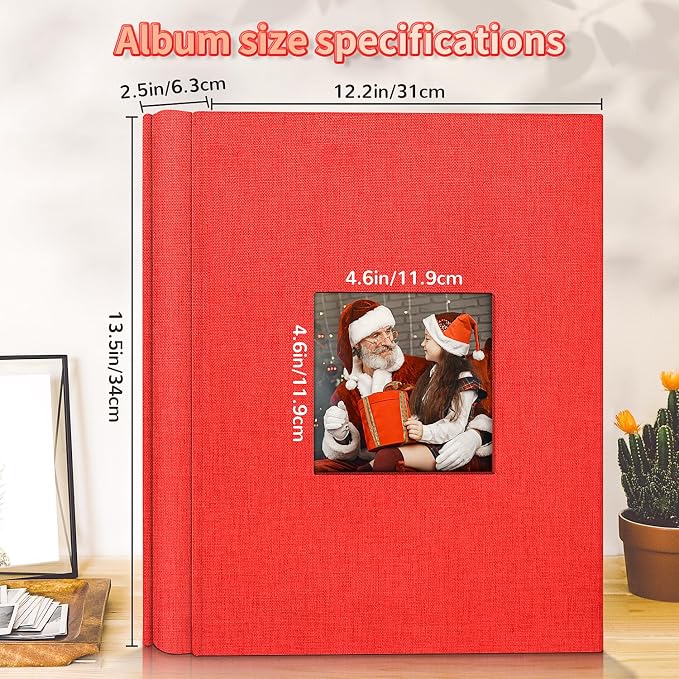Artfeel Photo Album 4x6 with 600 Pockets,Slip-in Picture Albums,Linen Cover Memory Book with Front Window,White Page Vertical Photo Book for Wedding,Family,Anniversare,Baby,Vacation