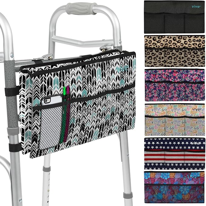 Vive Walker Bag - Accessories Wheelchair Basket Pouch (Water Resistant) - Seniors Caddy Accessory Attachment for Folding, Rolling Walkers - Carry Storage Carrier Tote - Lightweight, Universal Size