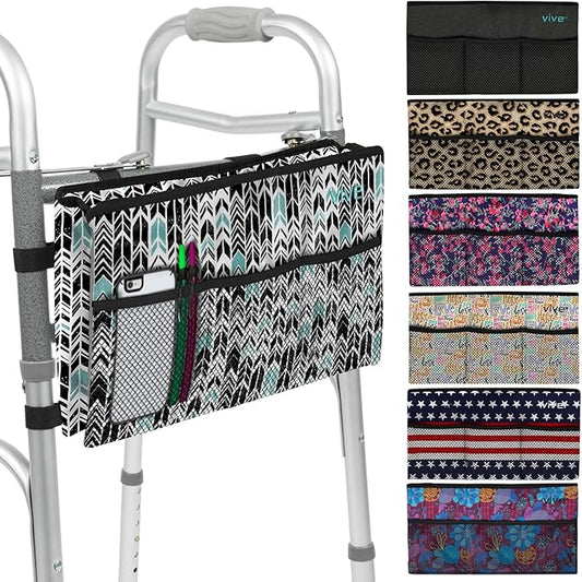 Vive Walker Bag - Accessories Wheelchair Basket Pouch (Water Resistant) - Seniors Caddy Accessory Attachment for Folding, Rolling Walkers - Carry Storage Carrier Tote - Lightweight, Universal Size