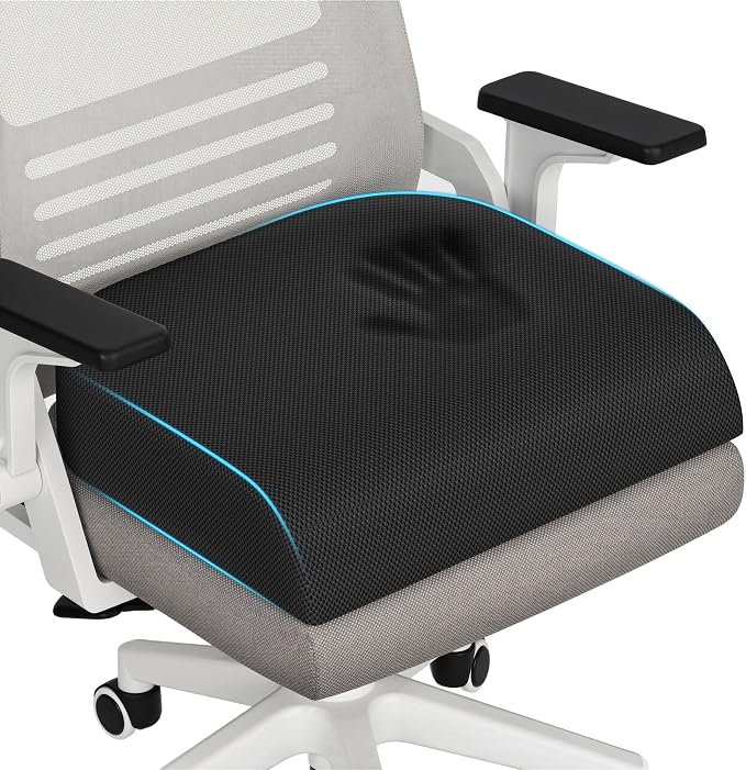 TranquilRelax XL Memory Foam Seat Cushion for Office Chair, 3.35-Inch, Black