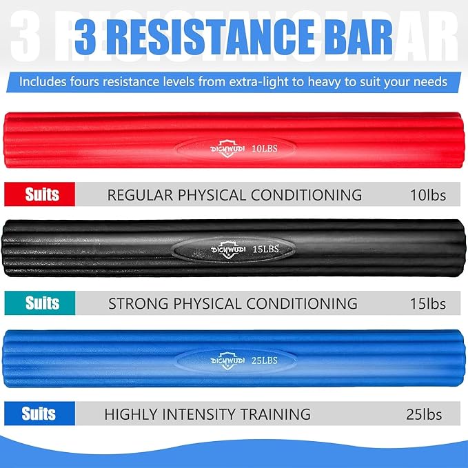 DICYWUDI Flex Therapy Bar and Grip Strength Trainers set, Physical Therapy & Resistance Bar for Golfers Elbow, Tendinitis, Wrist,Forearms Pain, Improve Grip Strength and Relieve Pain