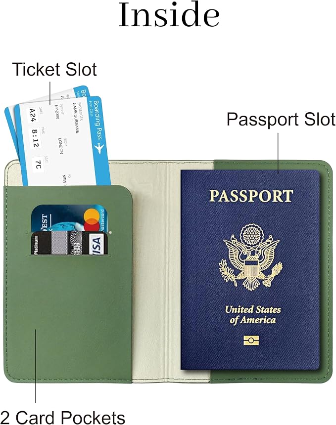 Passport Holder for Travel, RFID Blocking Waterproof PU Leather Travel Passport Cover Case Wallet