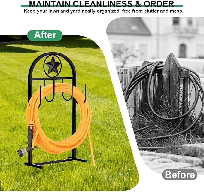 Garden Hose Holder -Upgraded Hose Holder Holds 100-feet Hose,Freestanding Heavy Duty Hose Hanger,Sturdy Hose Stand for Lawn & Yard (Star, 2)