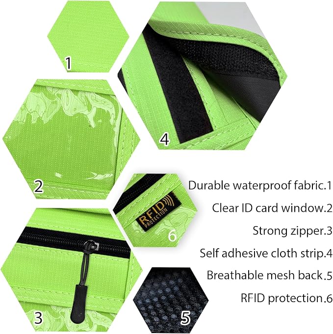 RFID Blocking Travel Neck Wallet Pouch and Passport Holder, Travel Neck Pouch Passport Holder for Women & Men - Green