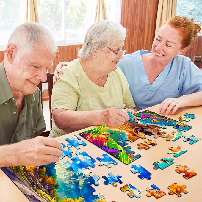 6 Pack 36-Piece Large Jigsaw Puzzles for Seniors Easy Dementia Alzheimer Products Dementia Activities Memory Training Game for Elderly Alzheimer's Patients in Nursing Home Gift (Style 2)