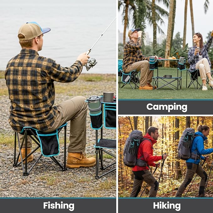 FUNDANGO Folding Tripod Stool, 2 Pack Lightweight Portable Fishing Chair with Thick Padded Seat, 440 Lbs Heavy Duty Outdoor Camping Chairs with Carry Bag for Walking Hunting Hiking Travel