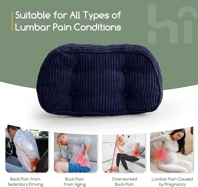 HIGOGOGO Lumbar Support Pillow for Recliner Chair/Accent Chair/Couch/Office Chair, Tufted Corduroy Back Support Cushion for Elderly, Recliner Cushions for Back Rest