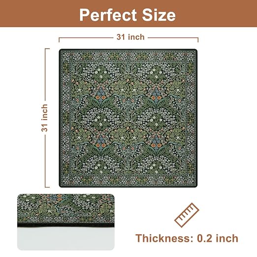 Stair Treads Landing Mat Non-Slip Stair Runner for Wooden Steps 31"x31" | Green Stair Rug Matching Mat Carpet Stair Treads Stair Mats Staircase Step Treads for Kids, Elders and Dogs Stair Covers