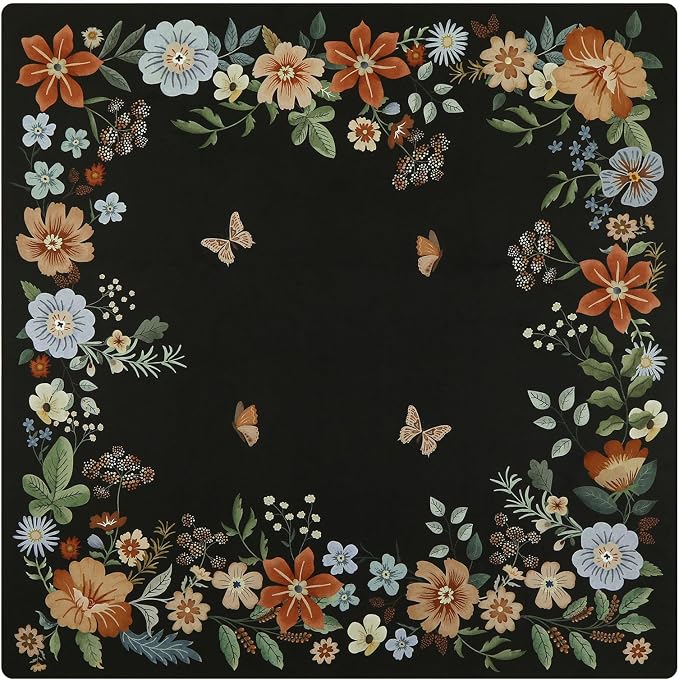 OJIA Floral Stair Treads Non-Slip Landing Mat for Wooden Steps 31"x31" | Square Carpet Stair Treads Rubber Backing Stair Runner Anti-Slip Stair Matching Mat Stair Rugs Carpet for Stairs