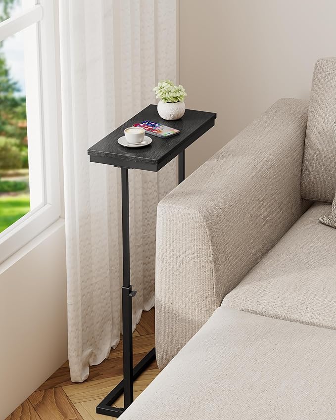 TUTOTAK End Table, Side Table, Tall Couch Table, Sofa Table | for living Room, Bedroom, Black TB01BK083