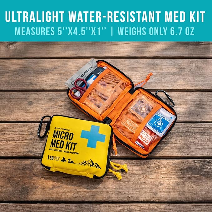 EVERLIT Ultralight Mini First Aid Kit, EDC Medical Kit, Water-Resistant EDC Mini Kit for Hiking, Backpacking, Camping, Cycling (Yellow)