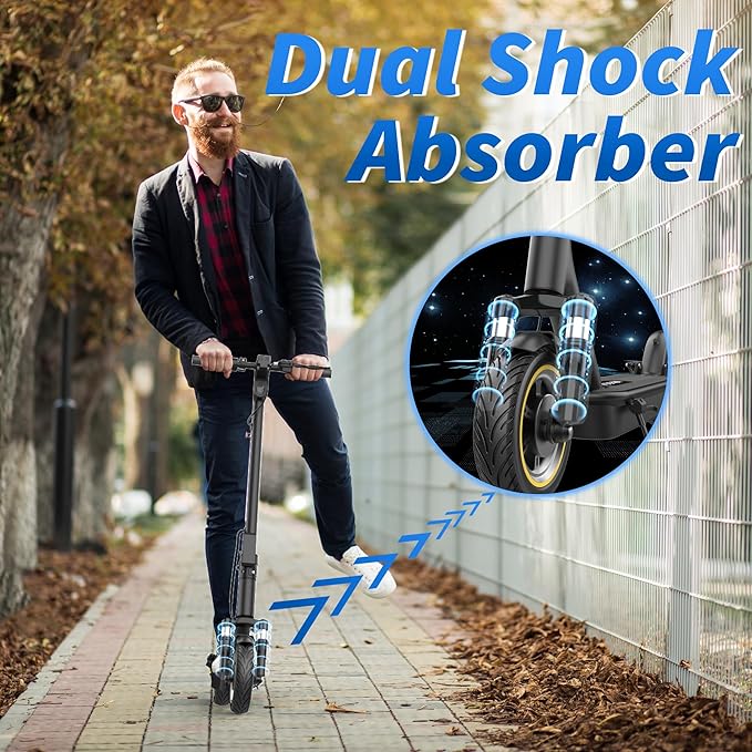 VOLPAM 10 Inches Electric Scooter, Dual Suspension, 21 MPH Top Speed, 500W Powerful Motor, 28 Miles Long Range, Dual Braking, Max Load 264 lbs