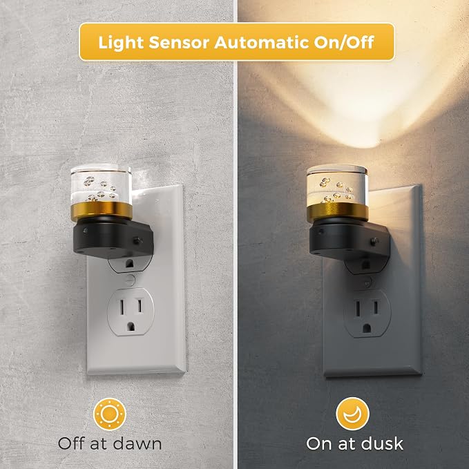 L LOHAS LED Night Light, 2 Pack Night Lights Plug into Wall | 3000K Soft Light LED NightLights, Built in Dusk to Dawn Sensor Bubble Wall Light for Hallway, Bathroom, Rooms