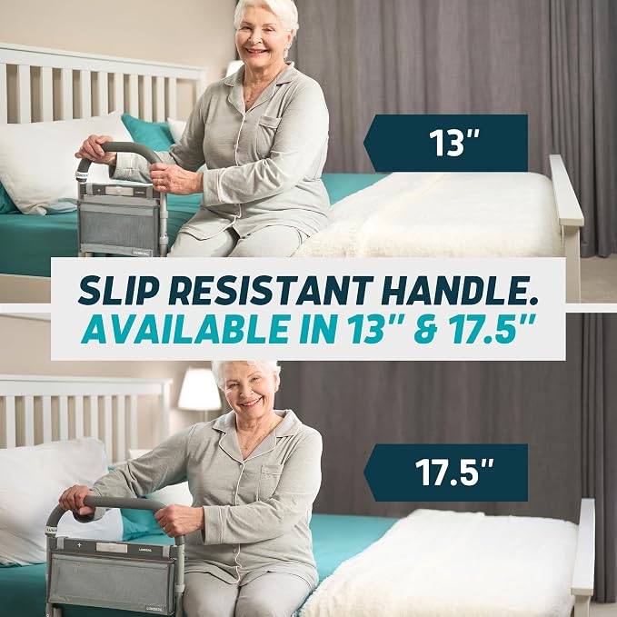 Lunderg Large Bed Assist Rail for Seniors with Motion Light & Storage Bag | Easy to Install Bed Rails for Elderly Adults Safety & Post-Surgery - Helps Reduce Falls & Support Independence