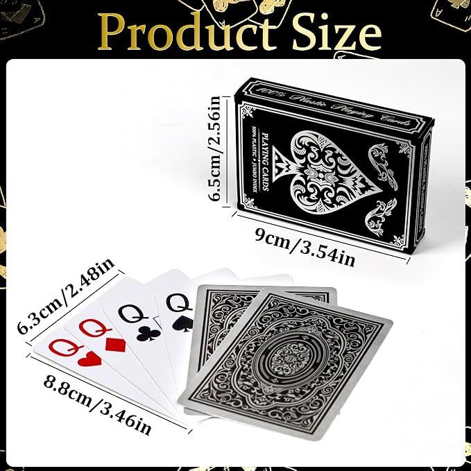 Plastic Playing Cards Waterproof Cards, Deck of Cards, Large Print Playing Cards for Adults Seniors, Premium Poker Card for Blackjack, Euchre, Canasta, Go Fish Card Games (Silver)