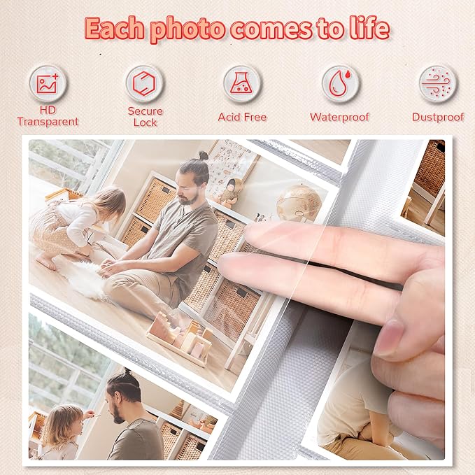 Artfeel Photo Album 4x6 with 1000 Pockets,Slip-in Picture Albums,Linen Cover Memory Book with Front Window,White Page Vertical Photo Book for Wedding,Family,Anniversare,Baby,Vacation