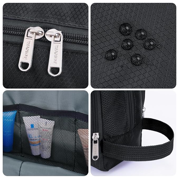 WANDF Travel Toiletry Bag for Men, Small Dopp Kit for Toiletries | Water-Resistant Fabric, Travel Bag for Toiletries, Compact Storage, Shaving Accessories, Weekend Trips