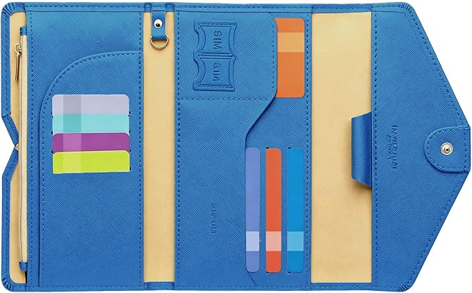 Passport Holder Travel Wallet Organizer for Women,Honolulu Blue | RFID secure, 6 card slots, 15 sim pockets, passport holder with zip-around wallet, slim fit for women travelers.