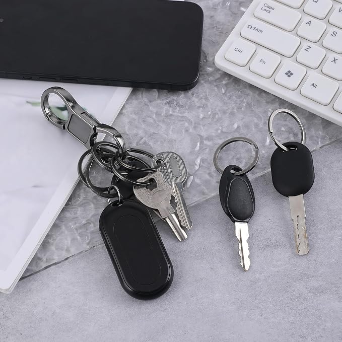 Styquenzer 2 Pcs Heavy Duty Key Chain with 8 Pcs Stainless Key Rings, Detachable, Organizer for Multiple Keys, Black, Unisex Adult