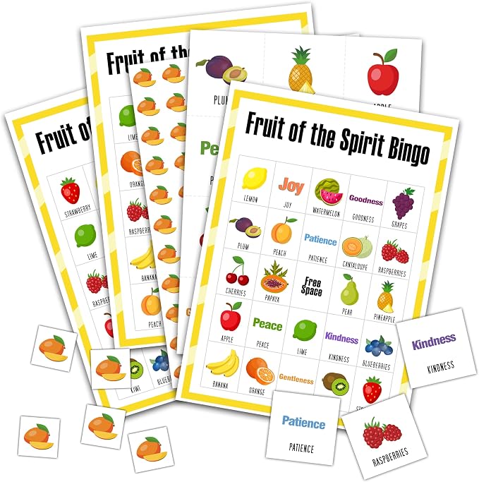 Fruit Bingo Game Cards 24 Players Birthday Bingo Game for Adults Family Vacation, Outdoor Indoor Activities Card Games Gifts for Fruit Food Party Summer Party/05