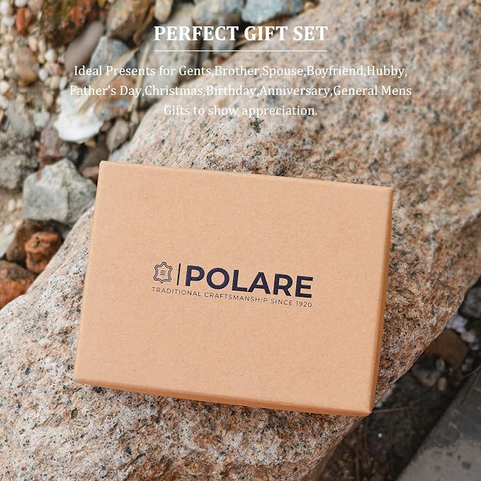 Polare Slim Curve Front Pocket RFID Blocking Italian Real Leather Bifold Wallet for Men (Coffee)