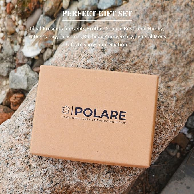 Polare Slim RFID Blocking Leather Passport Holder Travel Bifold Wallet For Men (Coffee)