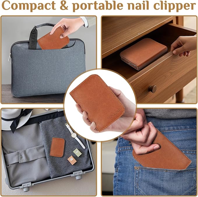 MINKINH Manicure Set Professional Nail Clipper Kit-26 Pieces, Brown | Stainless Steel Manicure Kit, Nail Care Tools with Travel Case for Men & Women, Hand & Foot Care, Gift for Family & Friends