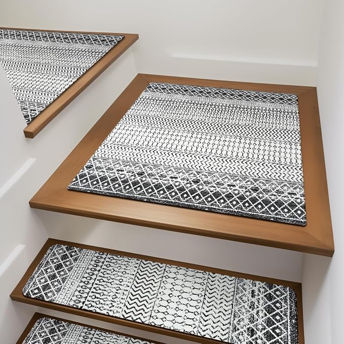 OJIA Stair Treads Non-Slip Landing Mat for Wooden Steps 31"X31" Stair Rug | Square Capet Stair Treads Matching Rug Rubber Stair Runner Anti-Slip Stair Carpet for Stairs