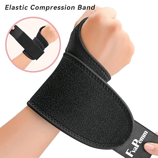 Carpal Tunnel Wrist Brace for Women Men 2 Pairs, Wrist Support Wraps for Right Left Hand, Adjustable Wrist Brace for Tendonitis, Arthritis, Weightlifting, Sports, Day Night Support, Black