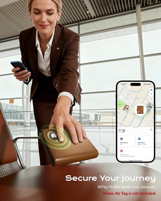 Stouchi AirTag Passport Holder with Pull Strap, RFID Blocking Magnetic Case | Patented 1-sec Pull Strap; Detachable Magnetic Card Wallet; Zero-rattle AirTag Slot; Certified RFID Blocking; Ultra-slim