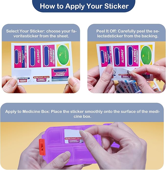 2026 New Extra Large Pill Box with Medicine Labels Travel Essentials Daily Med Container Mini Medication Organizer Storage Organizer Case 7 Day Pill Organizer(Purple)