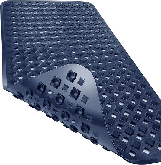 Yimobra Non Slip Bath Mat, Super Strong Suction Cups,34.5"x15.5"Long Tub Mat with Drain Holes, Machine Washable Fast Draining Shower Mats, Bathroom Essentials,Navy Blue