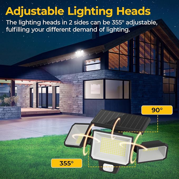 Solar Motion Sensor Outdoor Lights, 3 Modes LED Security Flood Light with Remote Control, IP65 Waterproof Solar Powered Outside Wall Light for Garden Patio Garage Yard (1, LED Matrix-Black)