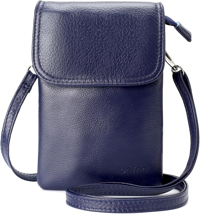 befen Genuine Leather Small Crossbody Bags for Women Cell Phone Travel Bag | Soft Real Leather, Adjustable Shoulder Strap, Card Slots, Compact Size, Daily Travel Shopping Outing Use, Phone Purse