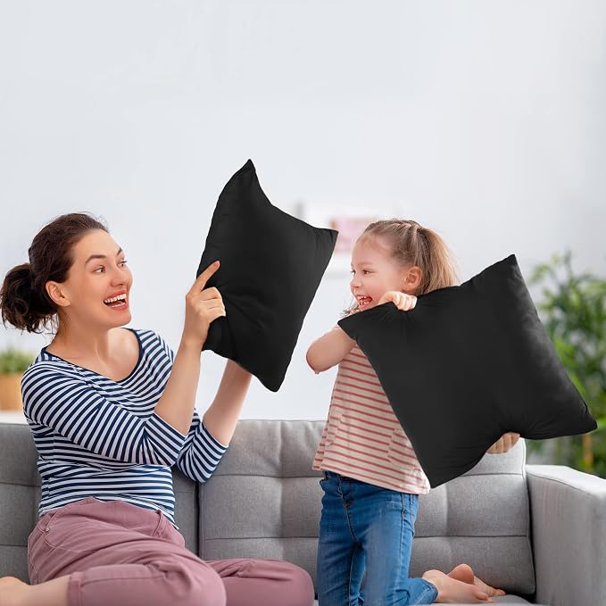 Utopia Bedding 24x24 Pillow Inserts, Set of 2, Black – Indoor Decorative Throw Pillows for Bed, Sofa & Couch – Soft, Supportive & Fluffy Cushion Inserts