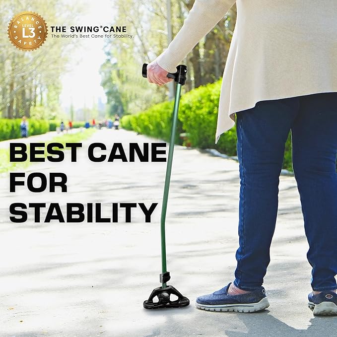 Dynamo Swing Cane Ultimate Grip for Ultimate Support. Ergonomic Comfort, All Day Long. Designed for Stability, Built for Safety. Reliable Every Step of The Way. (Green)