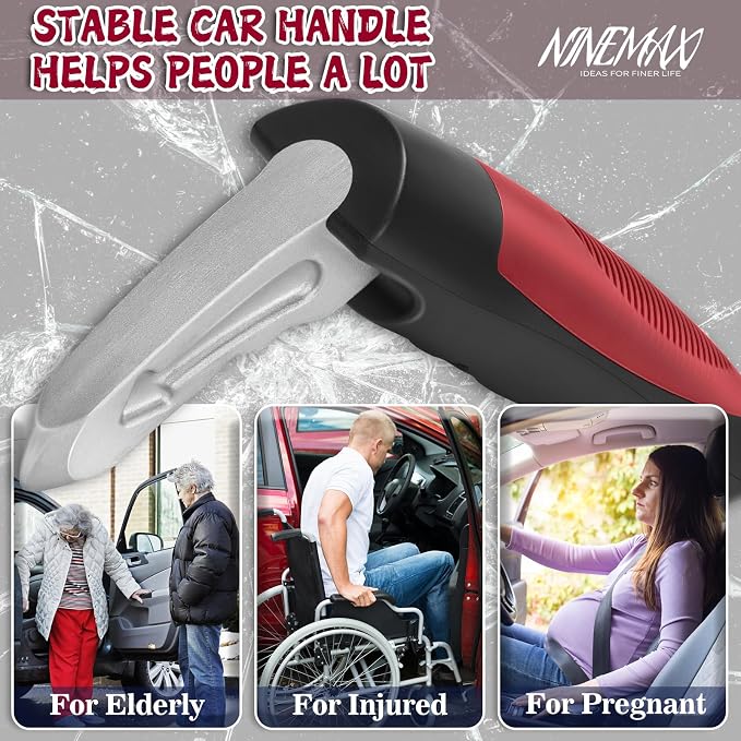 NINEMAX Car Door Handle for Elderly, 3 in 1 Car Handle Assist (1pc) | 3-in-1 Design Combines Car Assist Handle & Cane Support, Provides Stable Grip for Seniors, Portable Vehicle Entry Aid