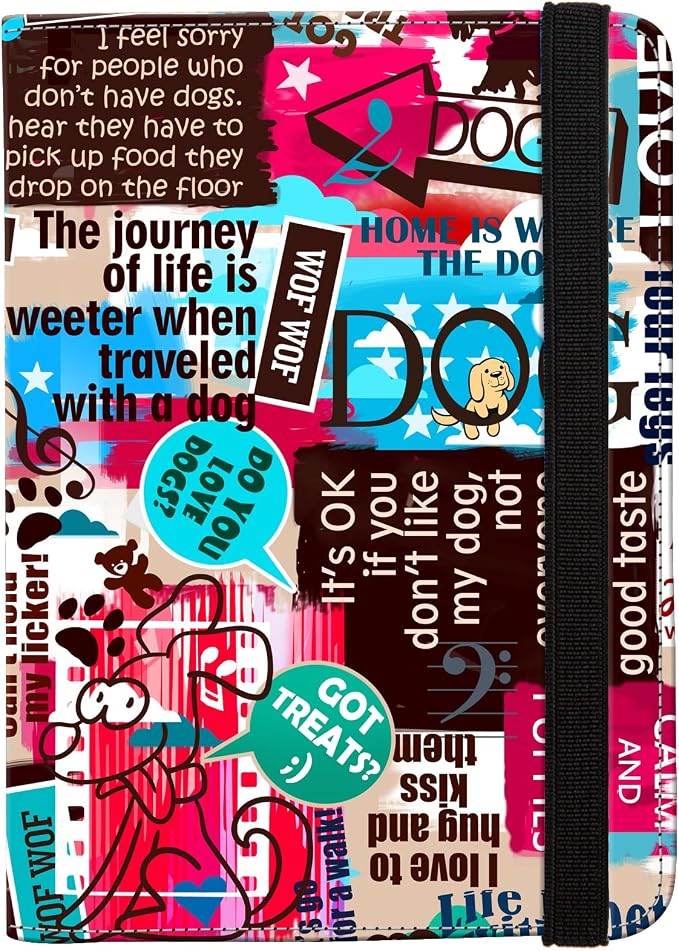Passport Holder,Cute Passport Cover,Travel Wallet with Credit Card Slots Rfid passport Wallet Waterproof Documents Organizer Women Men (Dog)