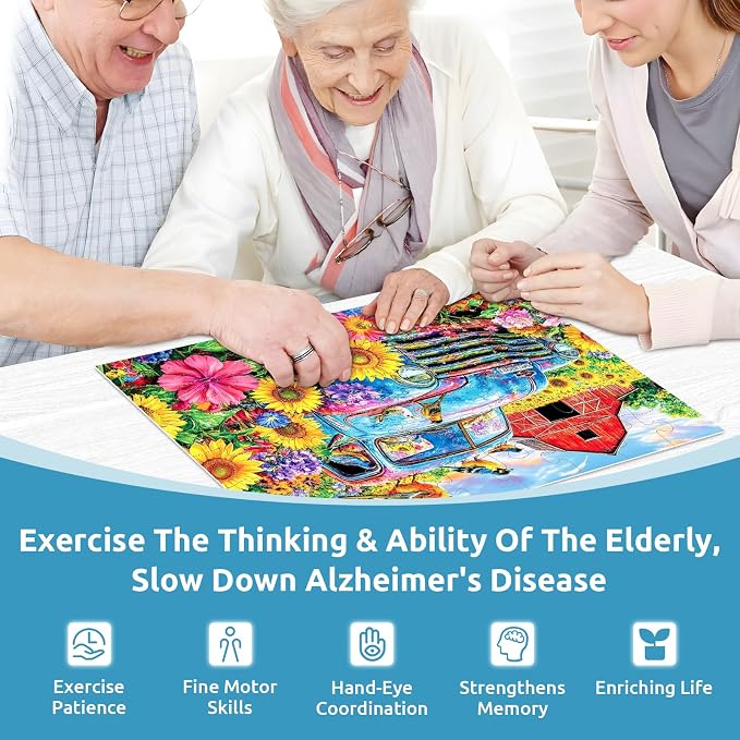 3 Packs 48 Large Piece Puzzle for Seniors,Dementia Alzheimer's Products Activities for Elderly Adults,Alzheimer’s Puzzle Memory Cognitive Games Easy Jigsaw Puzzle Gifts（Cats）