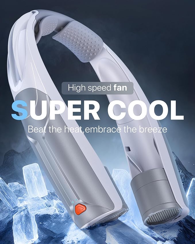 AaoLin Portable Neck Fan USB-C Rechargeable, with 6000mAh Battery, Hands-Free Personal Fan 6 Speeds, 6-20Hrs Cooling, Adjustable 11oz Lightweight, Neck Cooler for Outdoor Sports/Gym/Office