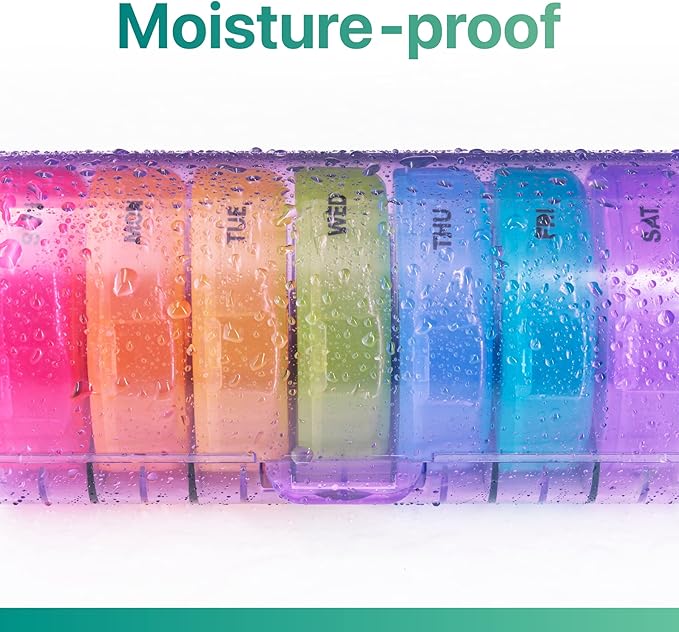 Sukuos Weekly Pill Organizer 7 Day 2 Times a Day, Large Daily Pill Box Easy to Open, AM PM Pill Case for Medicine/Vitamin/Fish Oil/Supplements (Purple)