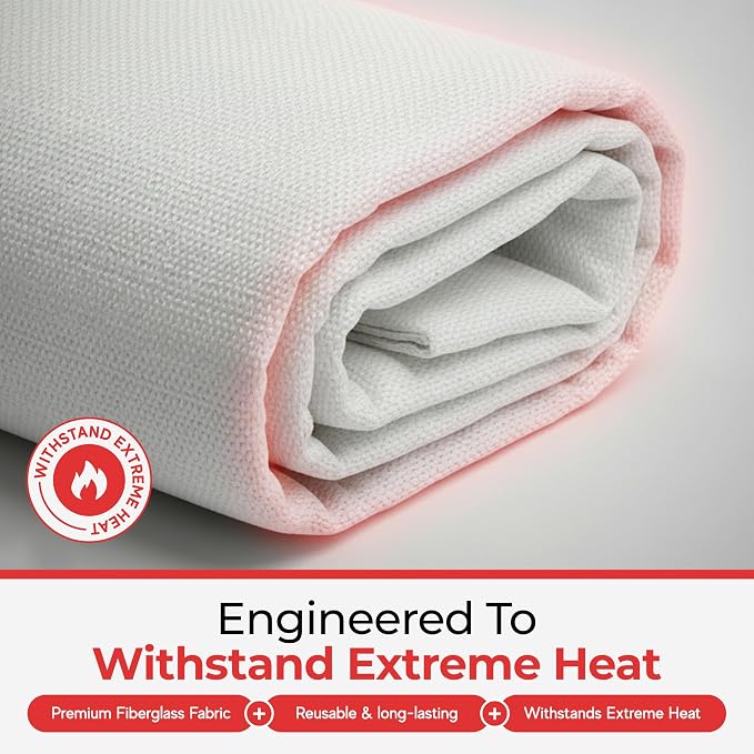 Sierra Madre Emergency Fire Blanket for Home and Kitchen – 100% Fiberglass Fire Suppression Blanket (40x40) for Car, Office & Camping – Instantly Smothers Flames – Lightweight & Reusable (Pack of 2)